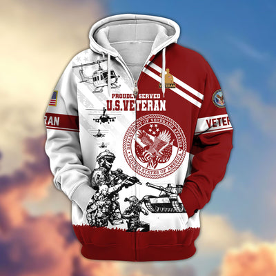 Premium US Veterans Zip Hoodie, Gifts For US Veterans, Gifts For Veterans Day