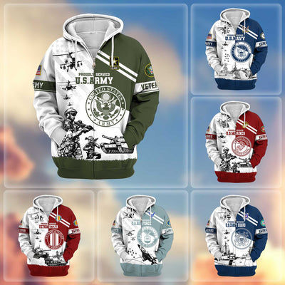 Premium US Veterans Zip Hoodie, Gifts For US Veterans, Gifts For Veterans Day