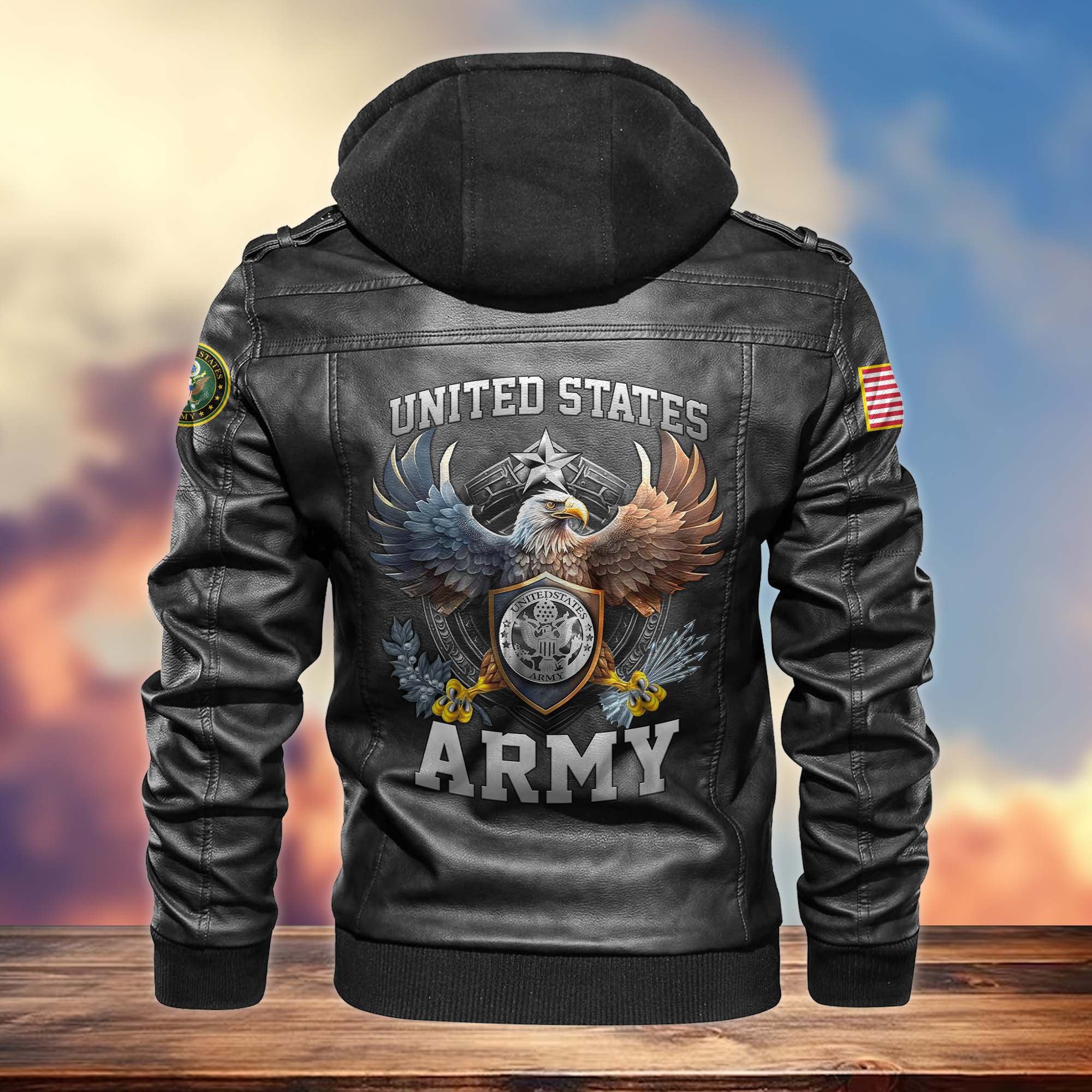 Premium US Veterans Leather Jacket, Gifts For US Veterans, Gifts For Veterans Day