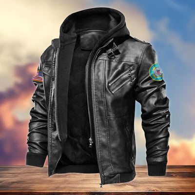 Premium US Veterans Leather Jacket, Gifts For US Veterans, Gifts For Veterans Day