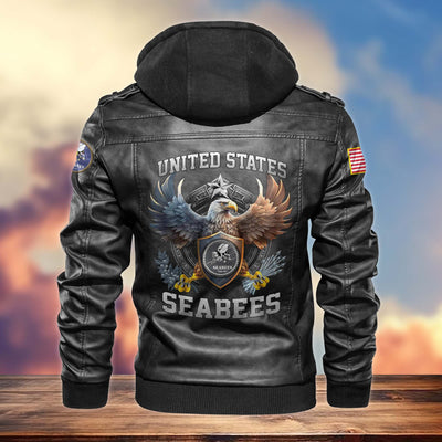 Premium US Veterans Leather Jacket, Gifts For US Veterans, Gifts For Veterans Day
