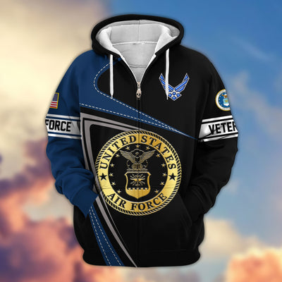 Premium US Veterans Zip Hoodie, Gifts For Veterans Day, Gifts For Dad, Gifts For Husband
