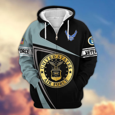 Premium US Veterans Zip Hoodie, Gifts For Veterans Day, Gifts For Dad, Gifts For Husband