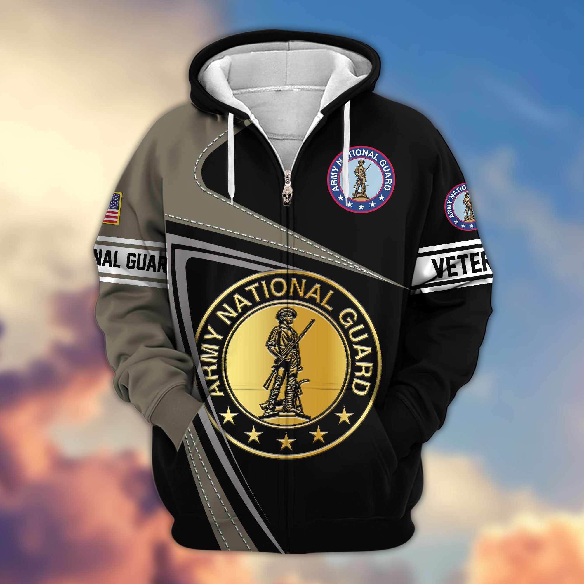 Premium US Veterans Zip Hoodie, Gifts For Veterans Day, Gifts For Dad, Gifts For Husband