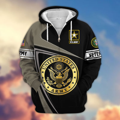 Premium US Veterans Zip Hoodie, Gifts For Veterans Day, Gifts For Dad, Gifts For Husband
