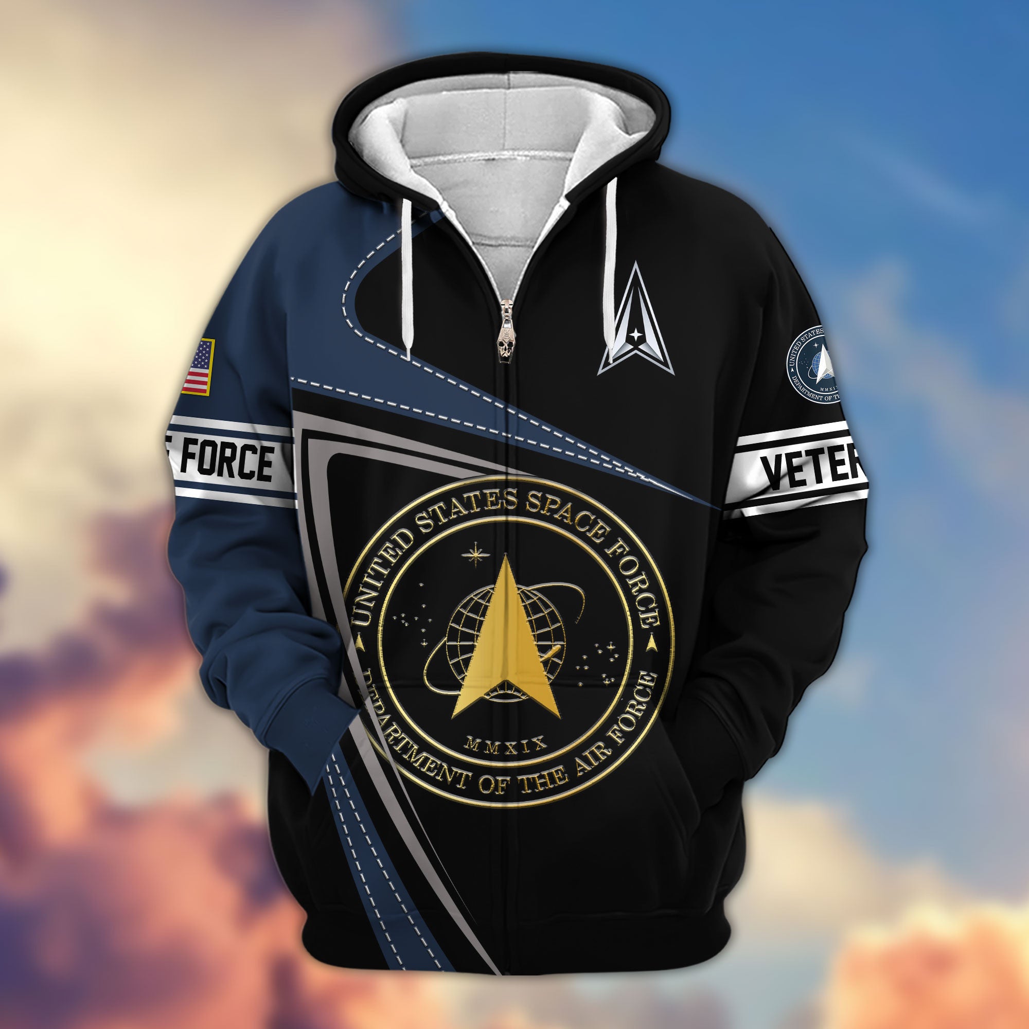 Premium US Veterans Zip Hoodie, Gifts For Veterans Day, Gifts For Dad, Gifts For Husband