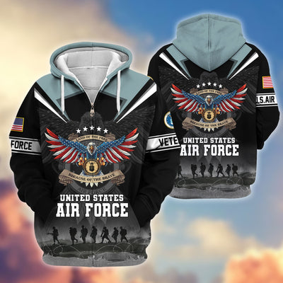 Premium Honoring All Who Served US Veterans Zip Hoodie, Gifts For US Veterans, Gifts For Veterans Day