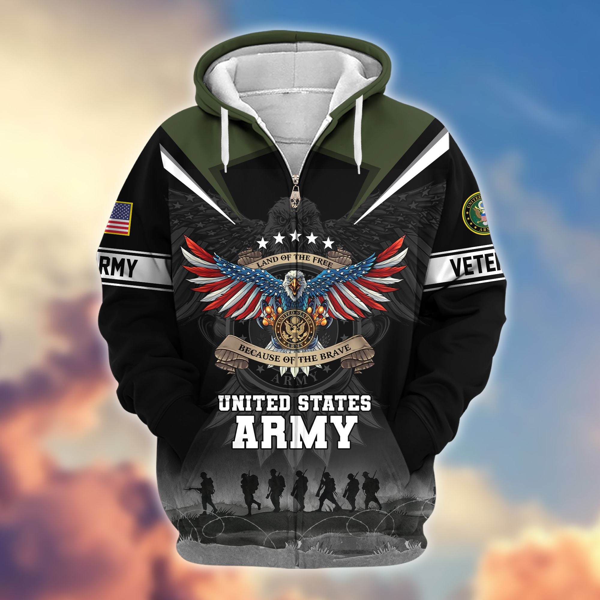 Premium Honoring All Who Served US Veterans Zip Hoodie, Gifts For US Veterans, Gifts For Veterans Day