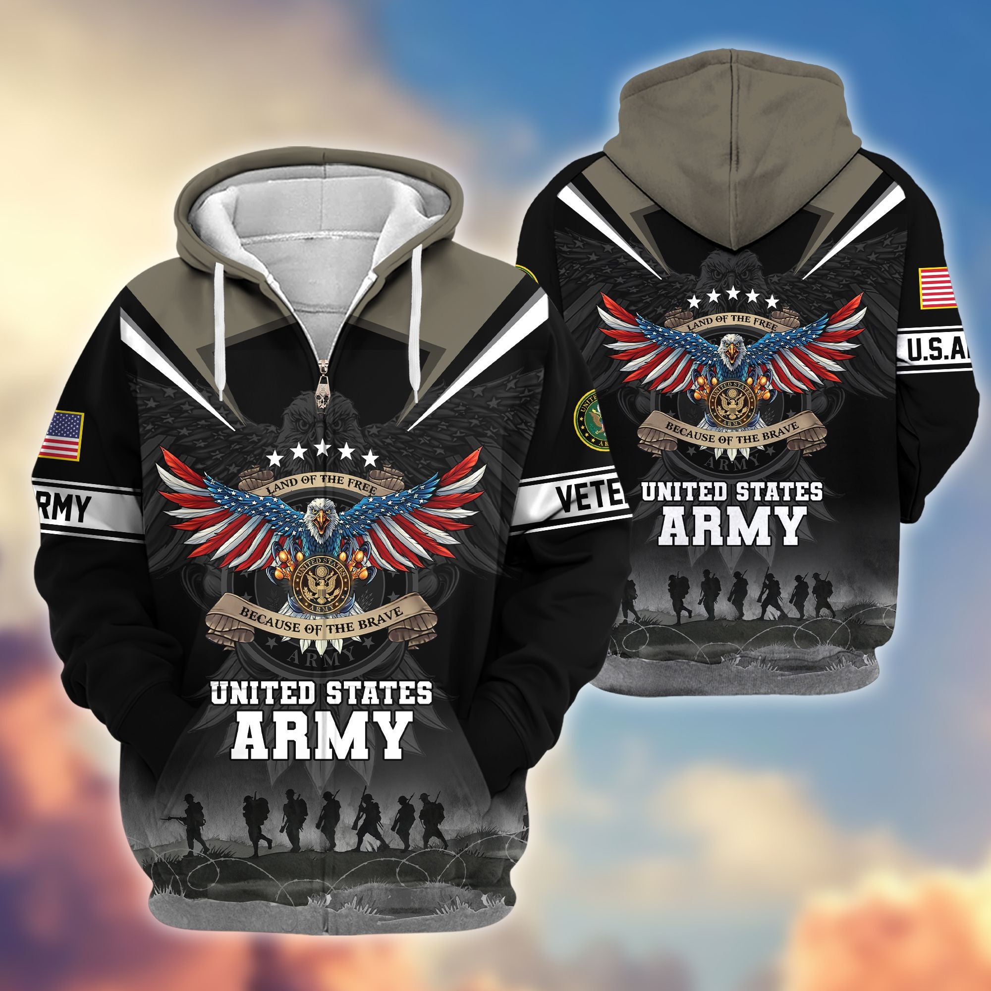 Premium Honoring All Who Served US Veterans Zip Hoodie, Gifts For US Veterans, Gifts For Veterans Day