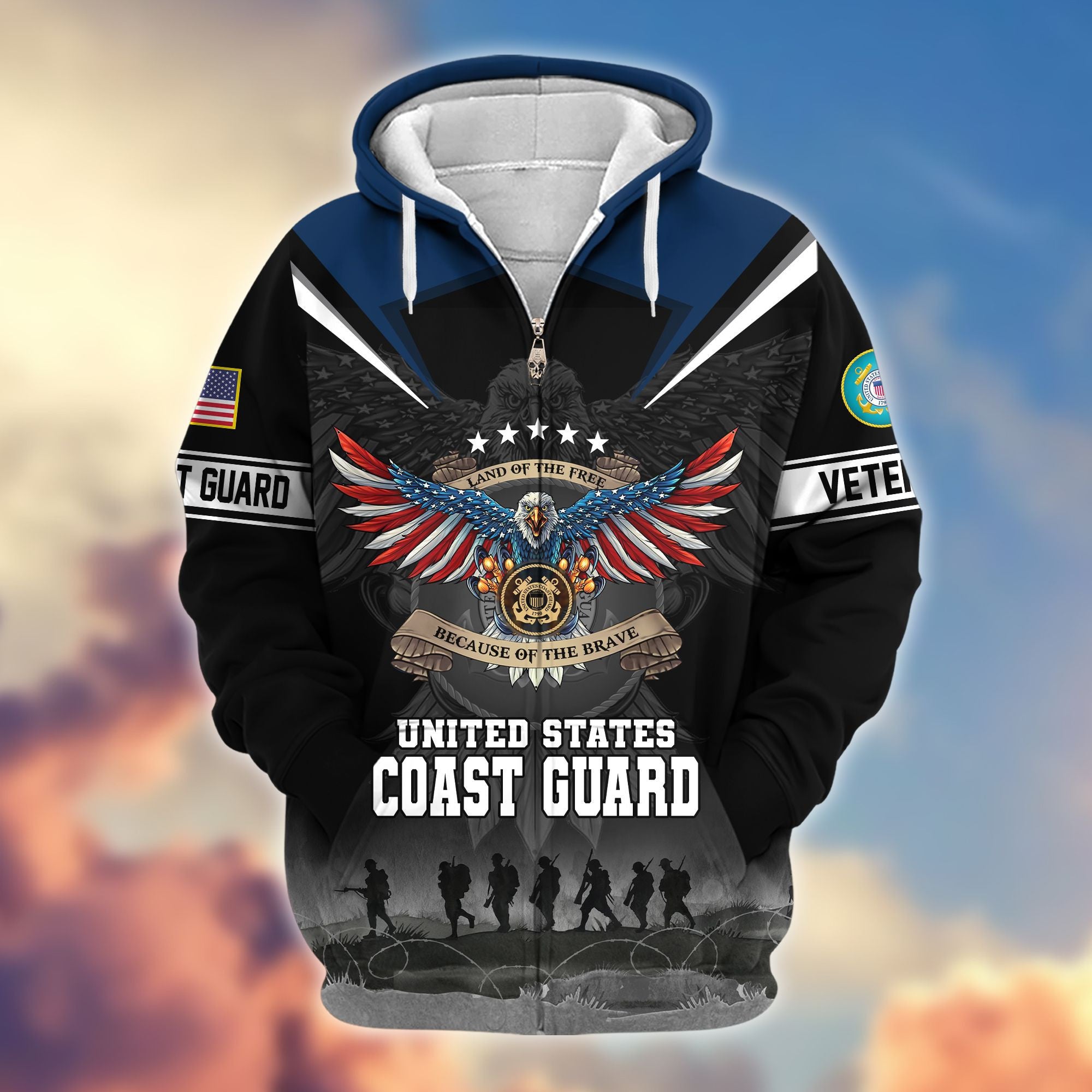 Premium Honoring All Who Served US Veterans Zip Hoodie, Gifts For US Veterans, Gifts For Veterans Day