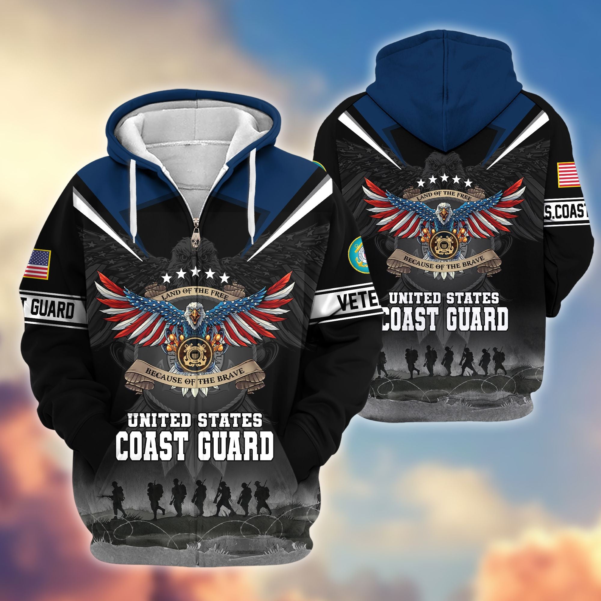 Premium Honoring All Who Served US Veterans Zip Hoodie, Gifts For US Veterans, Gifts For Veterans Day