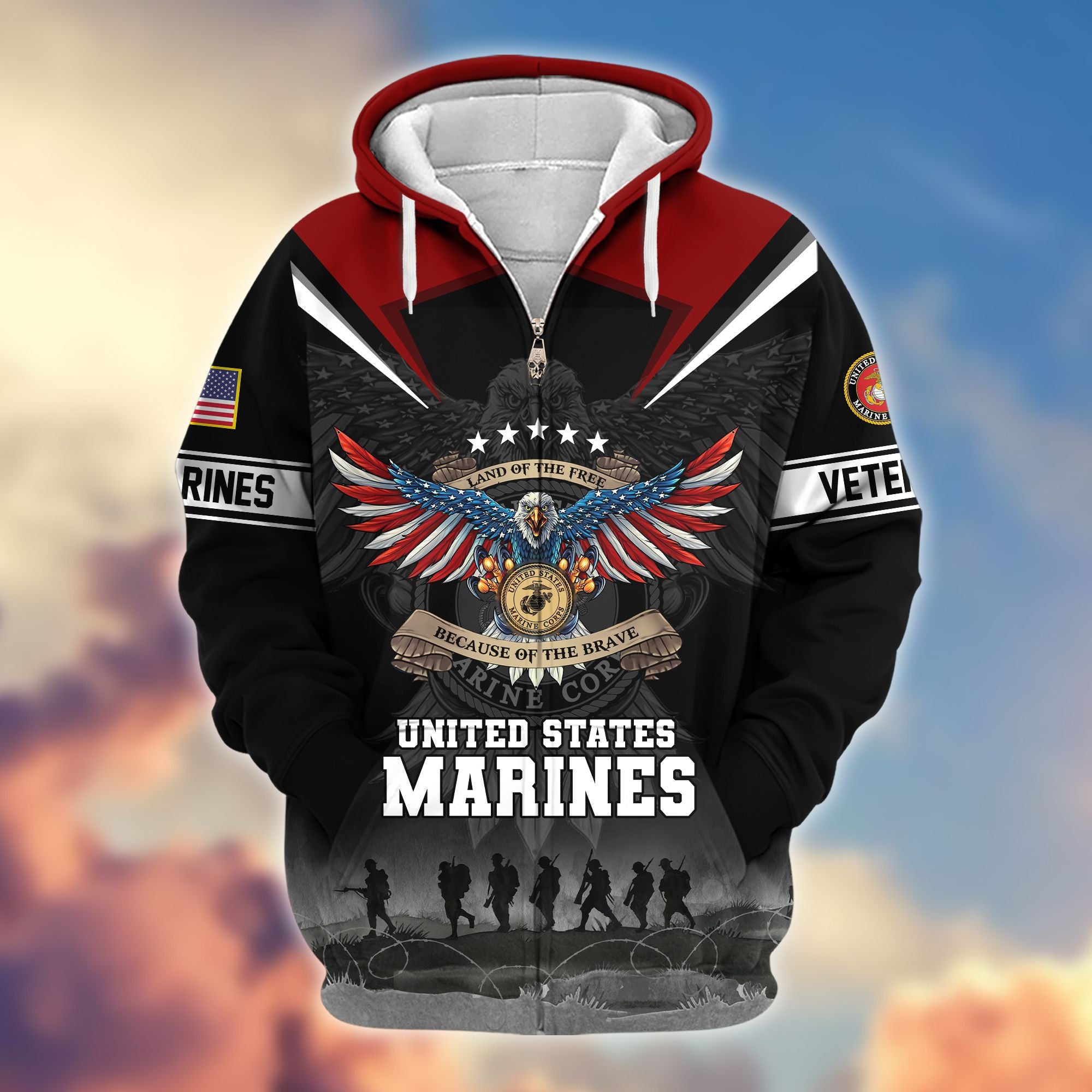 Premium Honoring All Who Served US Veterans Zip Hoodie, Gifts For US Veterans, Gifts For Veterans Day