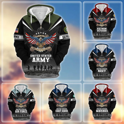 Premium Honoring All Who Served US Veterans Zip Hoodie, Gifts For US Veterans, Gifts For Veterans Day