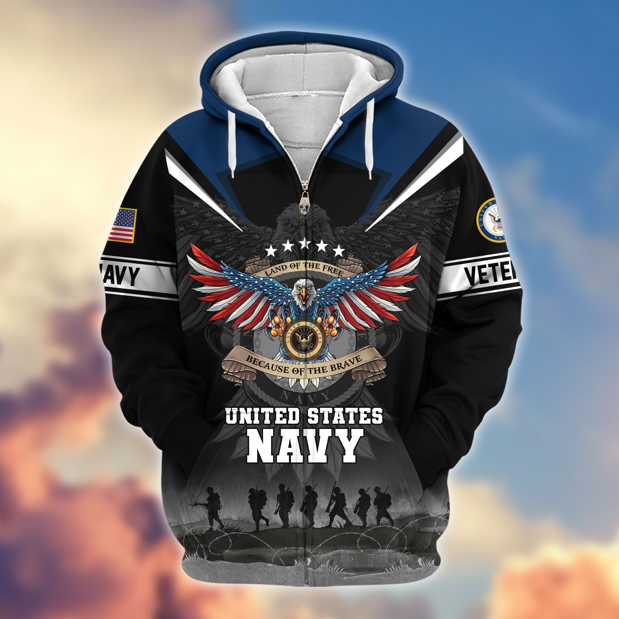 Premium Honoring All Who Served US Veterans Zip Hoodie, Gifts For US Veterans, Gifts For Veterans Day