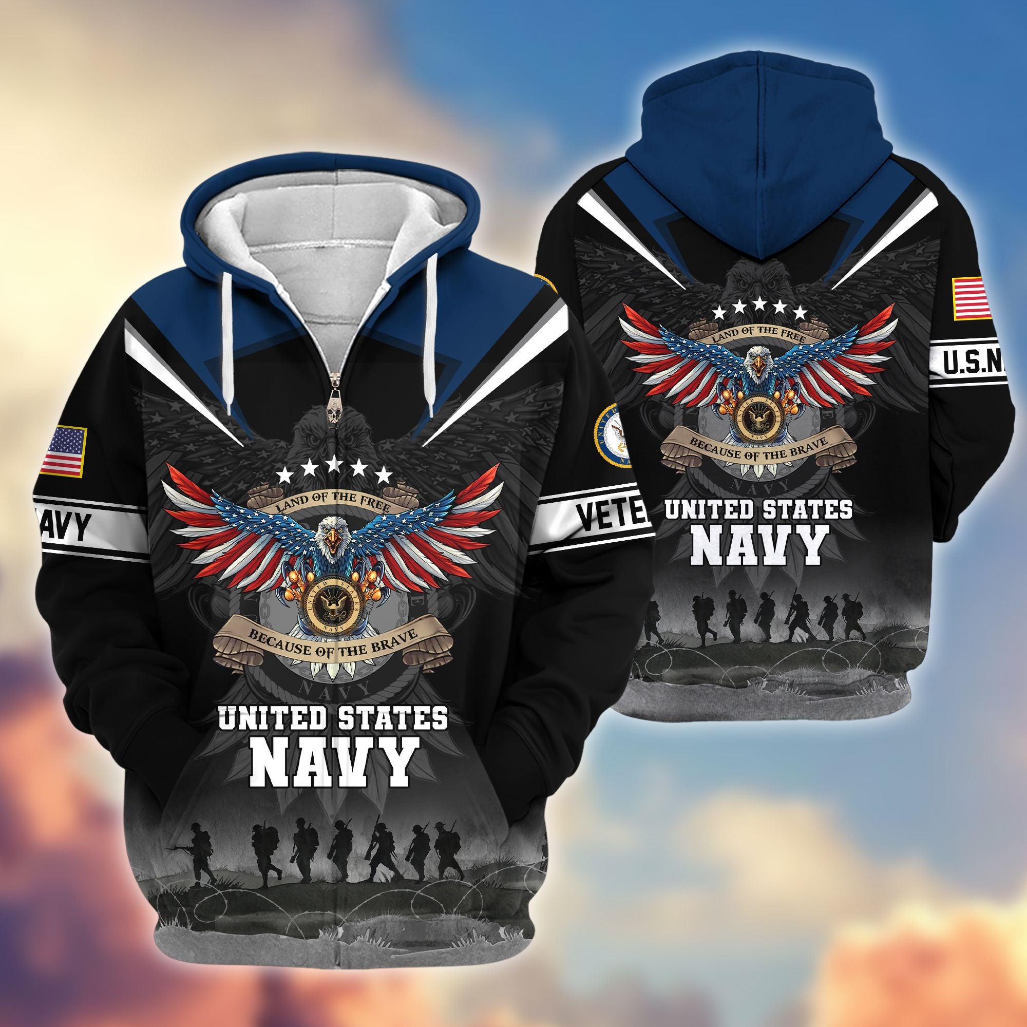 Premium Honoring All Who Served US Veterans Zip Hoodie, Gifts For US Veterans, Gifts For Veterans Day