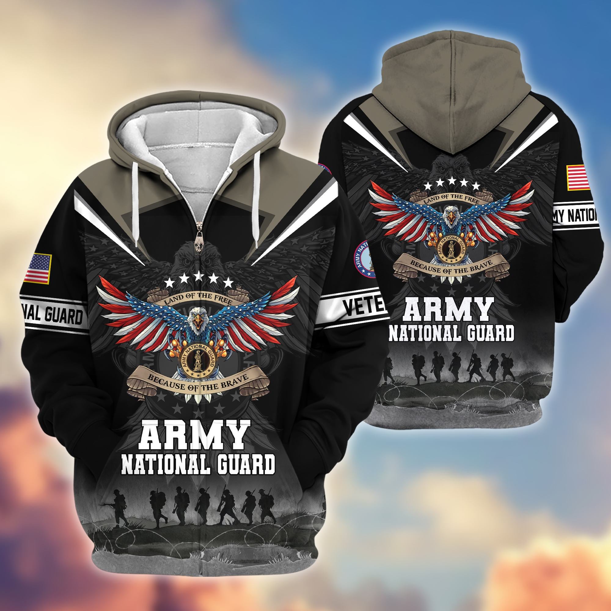 Premium Honoring All Who Served US Veterans Zip Hoodie, Gifts For US Veterans, Gifts For Veterans Day