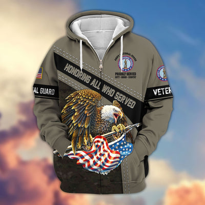 Premium Honoring All Who Served US Veterans Zip Hoodie, Gifts For US Veterans, Gifts For Veterans Day