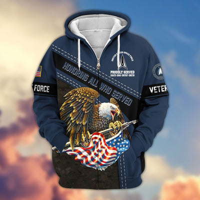 Premium Honoring All Who Served US Veterans Zip Hoodie, Gifts For US Veterans, Gifts For Veterans Day