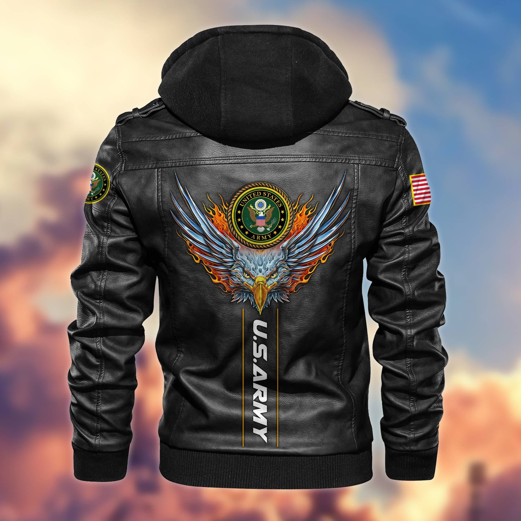 Premium US Veterans Leather Jacket, Gifts For US Veterans, Gifts For Veterans Day