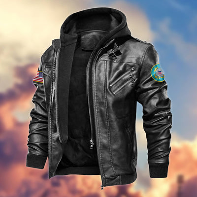 Premium US Veterans Leather Jacket, Gifts For US Veterans, Gifts For Veterans Day