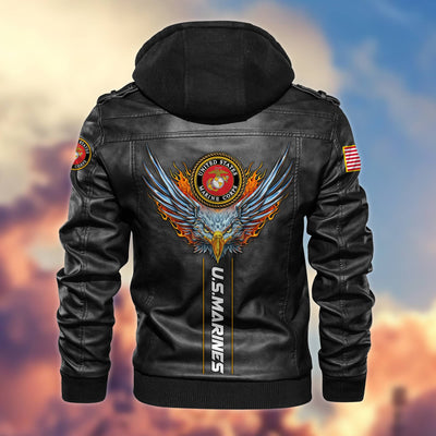 Premium US Veterans Leather Jacket, Gifts For US Veterans, Gifts For Veterans Day