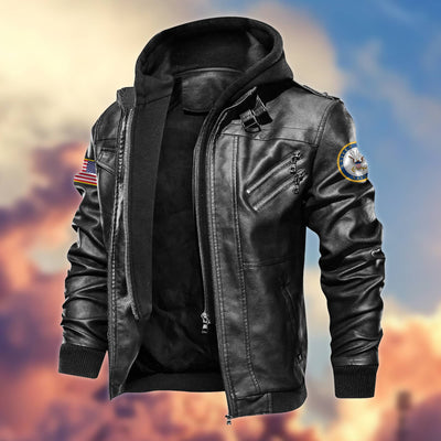 Premium US Veterans Leather Jacket, Gifts For US Veterans, Gifts For Veterans Day