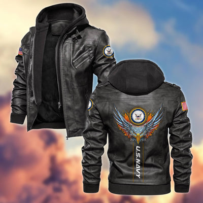 Premium US Veterans Leather Jacket, Gifts For US Veterans, Gifts For Veterans Day