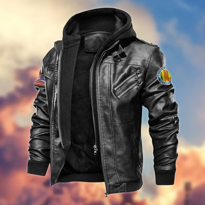 Premium US Veterans Leather Jacket, Gifts For US Veterans, Gifts For Veterans Day