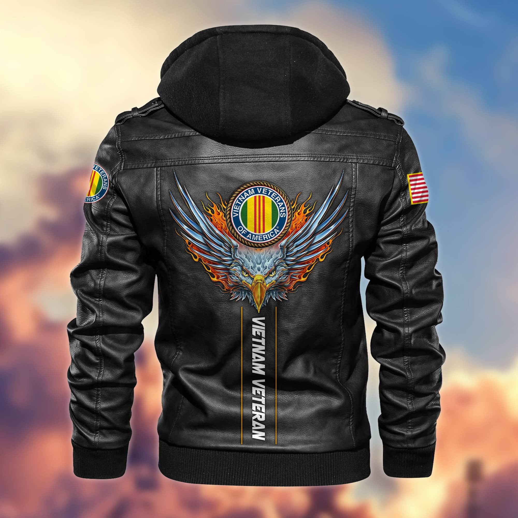 Premium US Veterans Leather Jacket, Gifts For US Veterans, Gifts For Veterans Day