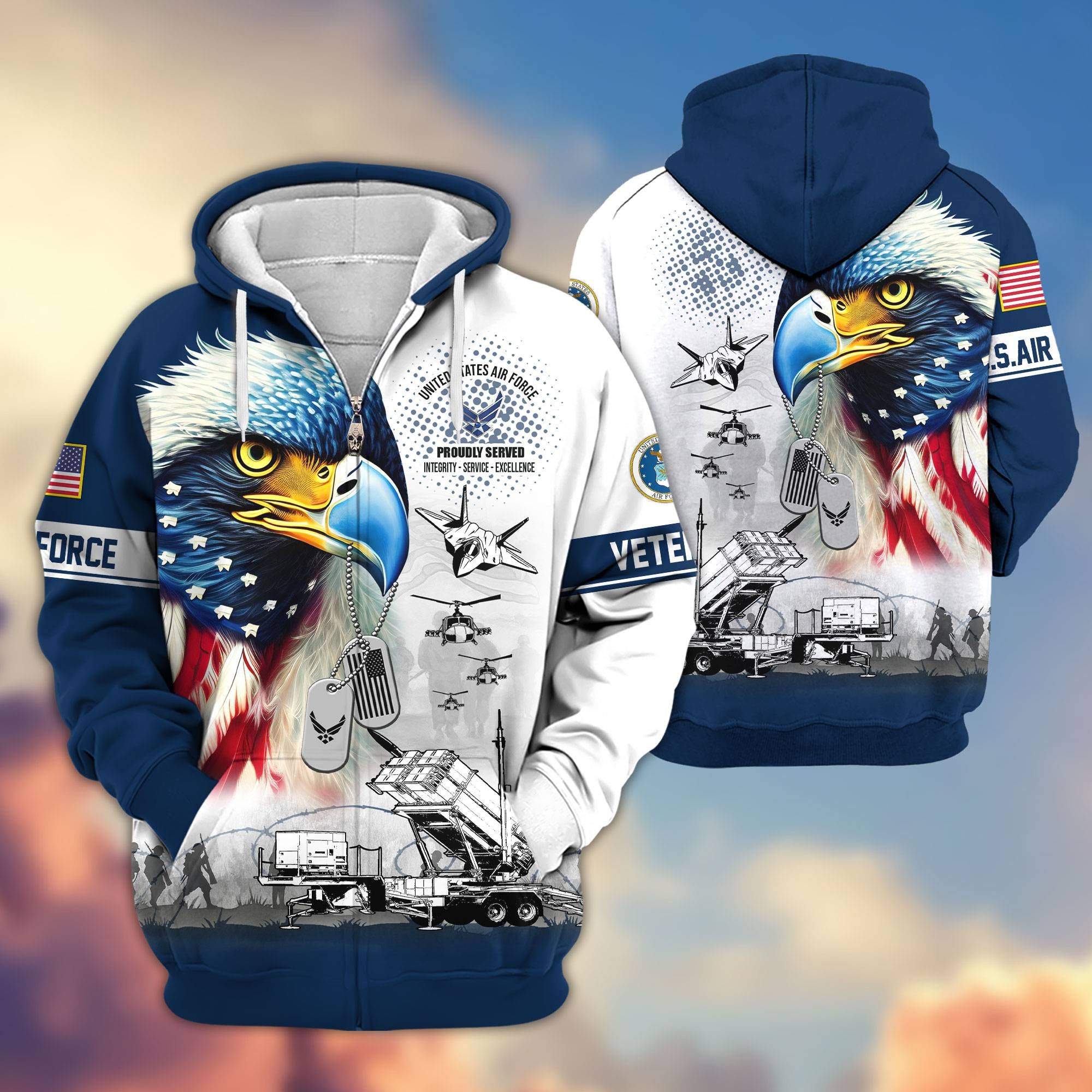 Premium US Veterans Zip Hoodie, Gifts For US Veterans, Gifts For Veterans Day