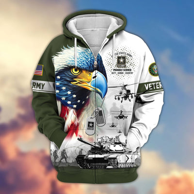 Premium US Veterans Zip Hoodie, Gifts For US Veterans, Gifts For Veterans Day