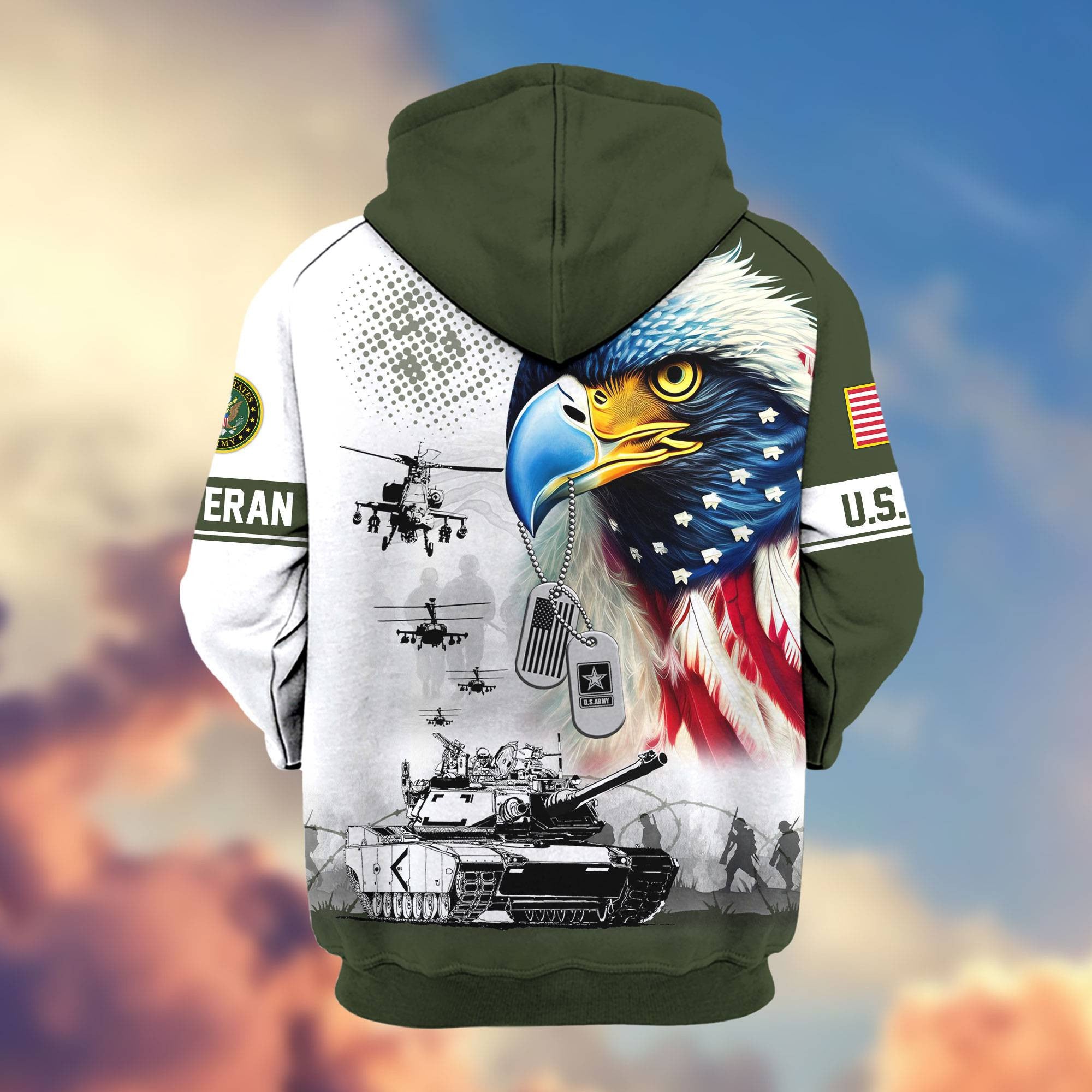 Premium US Veterans Zip Hoodie, Gifts For US Veterans, Gifts For Veterans Day