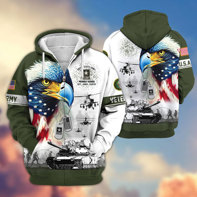 Premium US Veterans Zip Hoodie, Gifts For US Veterans, Gifts For Veterans Day