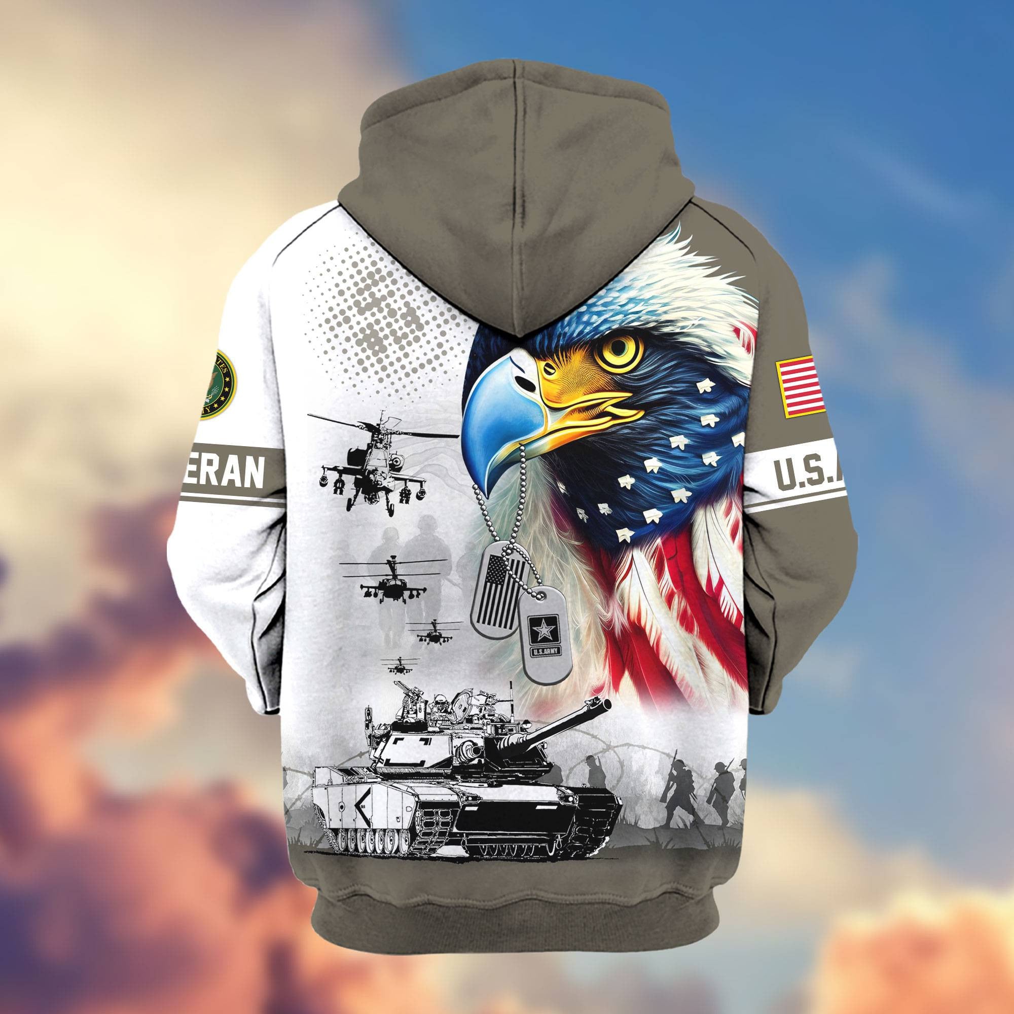 Premium US Veterans Zip Hoodie, Gifts For US Veterans, Gifts For Veterans Day