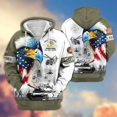 Premium US Veterans Zip Hoodie, Gifts For US Veterans, Gifts For Veterans Day
