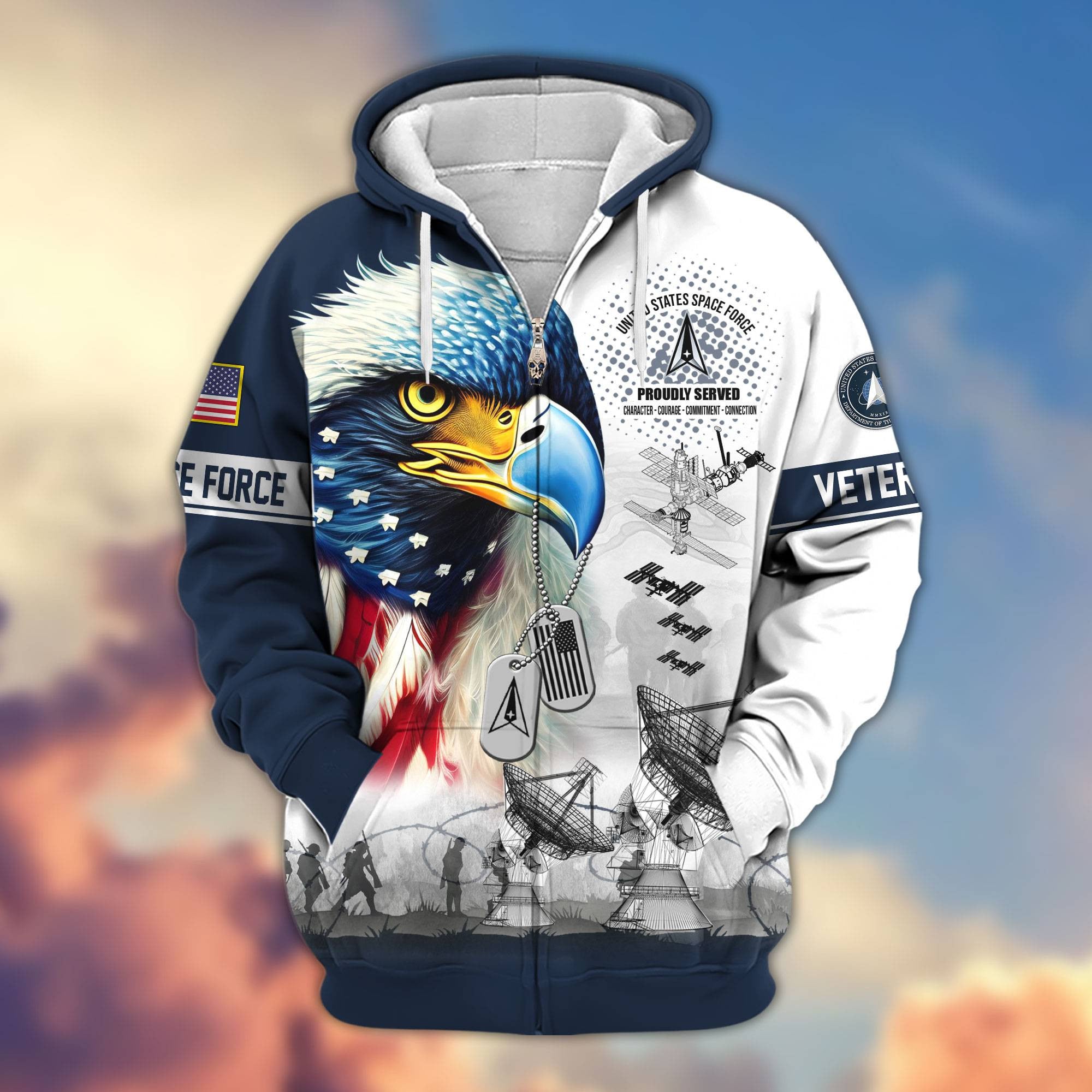 Premium US Veterans Zip Hoodie, Gifts For US Veterans, Gifts For Veterans Day