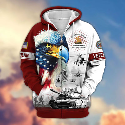 Premium US Veterans Zip Hoodie, Gifts For US Veterans, Gifts For Veterans Day