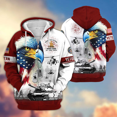 Premium US Veterans Zip Hoodie, Gifts For US Veterans, Gifts For Veterans Day