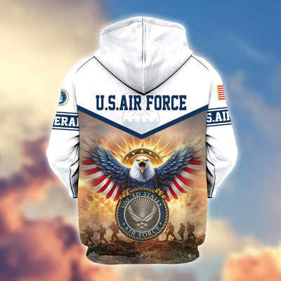 Premium Honoring All Who Served US Veterans Zip Hoodie, Gifts For US Veterans, Gifts For Veterans Day