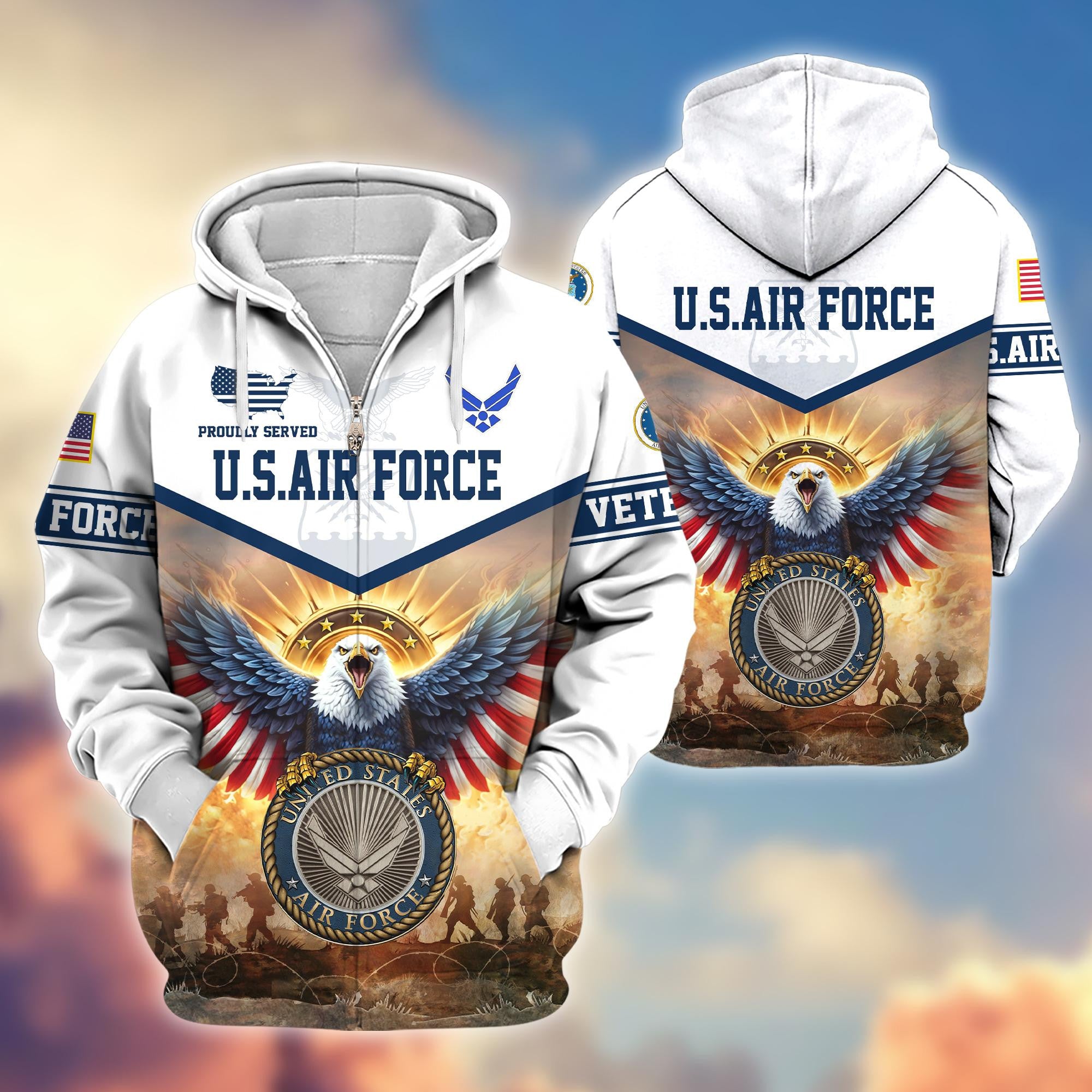 Premium Honoring All Who Served US Veterans Zip Hoodie, Gifts For US Veterans, Gifts For Veterans Day
