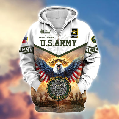 Premium Honoring All Who Served US Veterans Zip Hoodie, Gifts For US Veterans, Gifts For Veterans Day