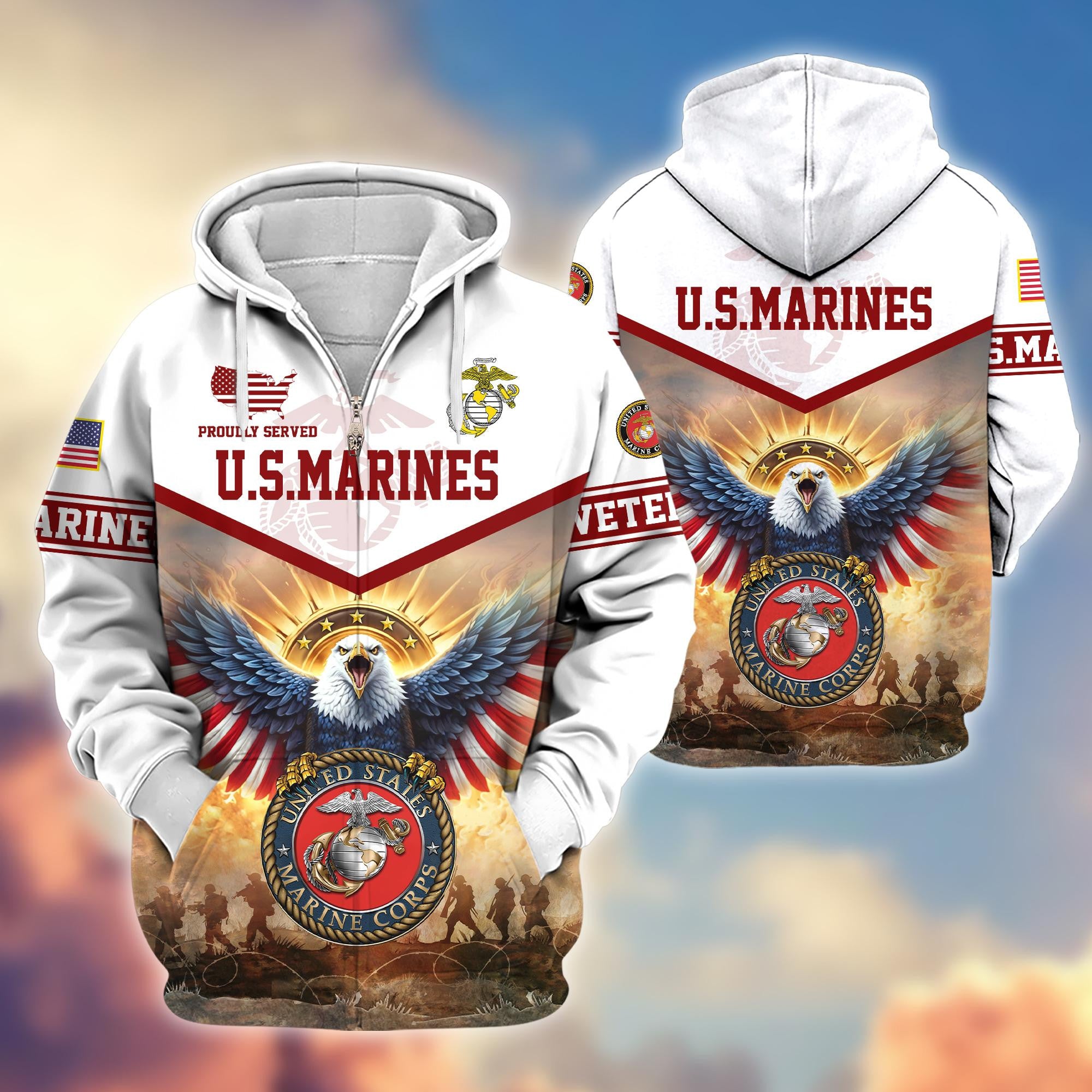 Premium Honoring All Who Served US Veterans Zip Hoodie, Gifts For US Veterans, Gifts For Veterans Day