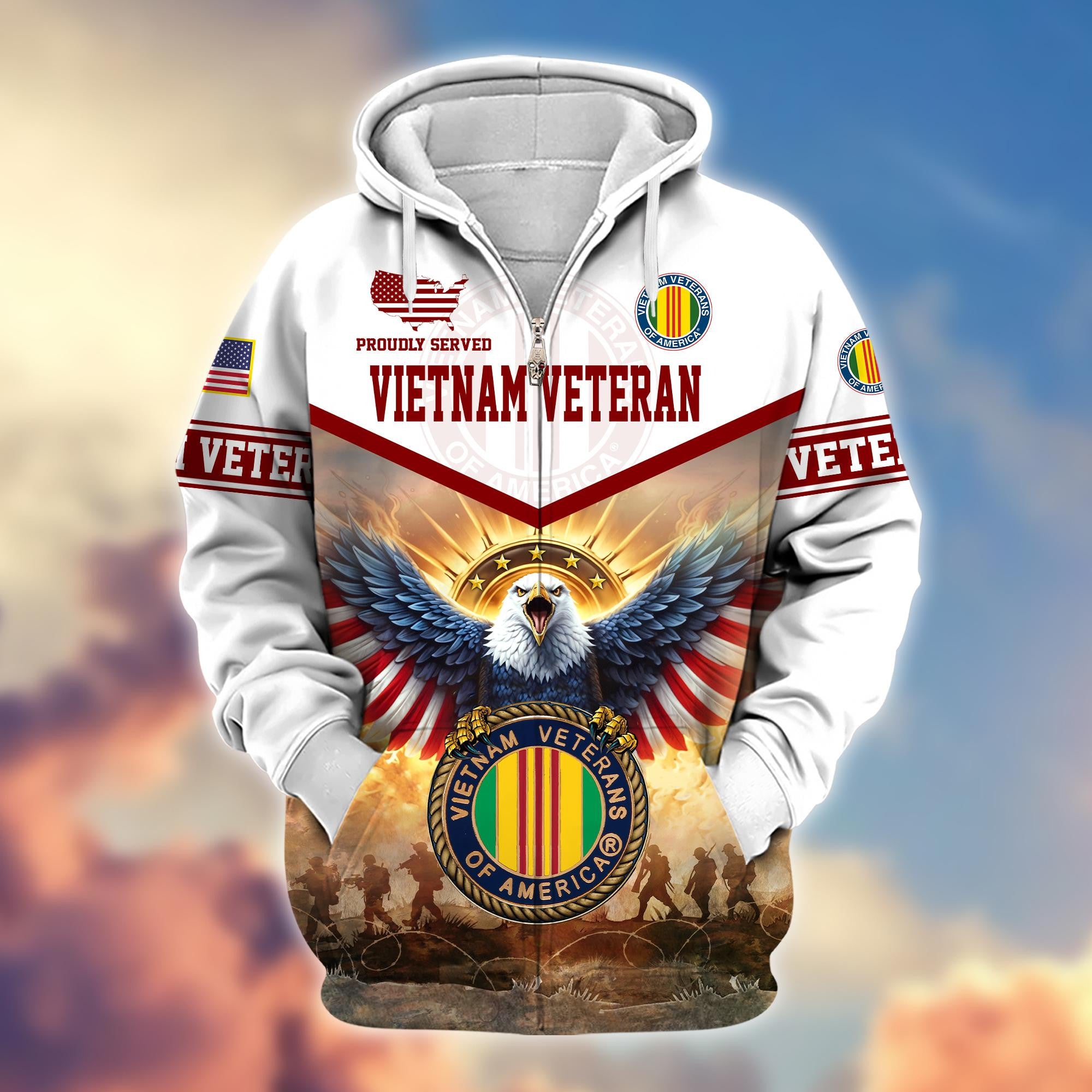 Premium Honoring All Who Served US Veterans Zip Hoodie, Gifts For US Veterans, Gifts For Veterans Day
