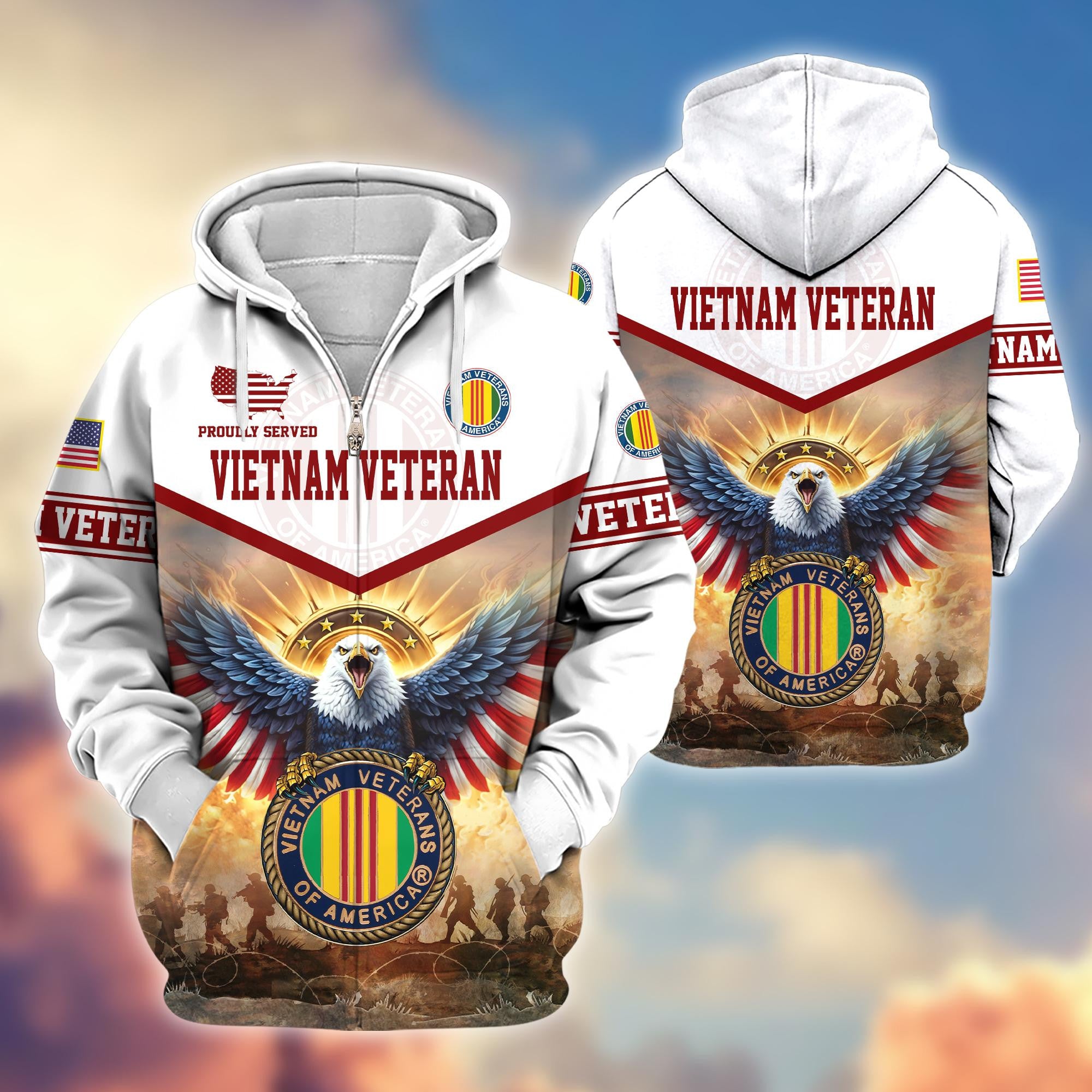 Premium Honoring All Who Served US Veterans Zip Hoodie, Gifts For US Veterans, Gifts For Veterans Day