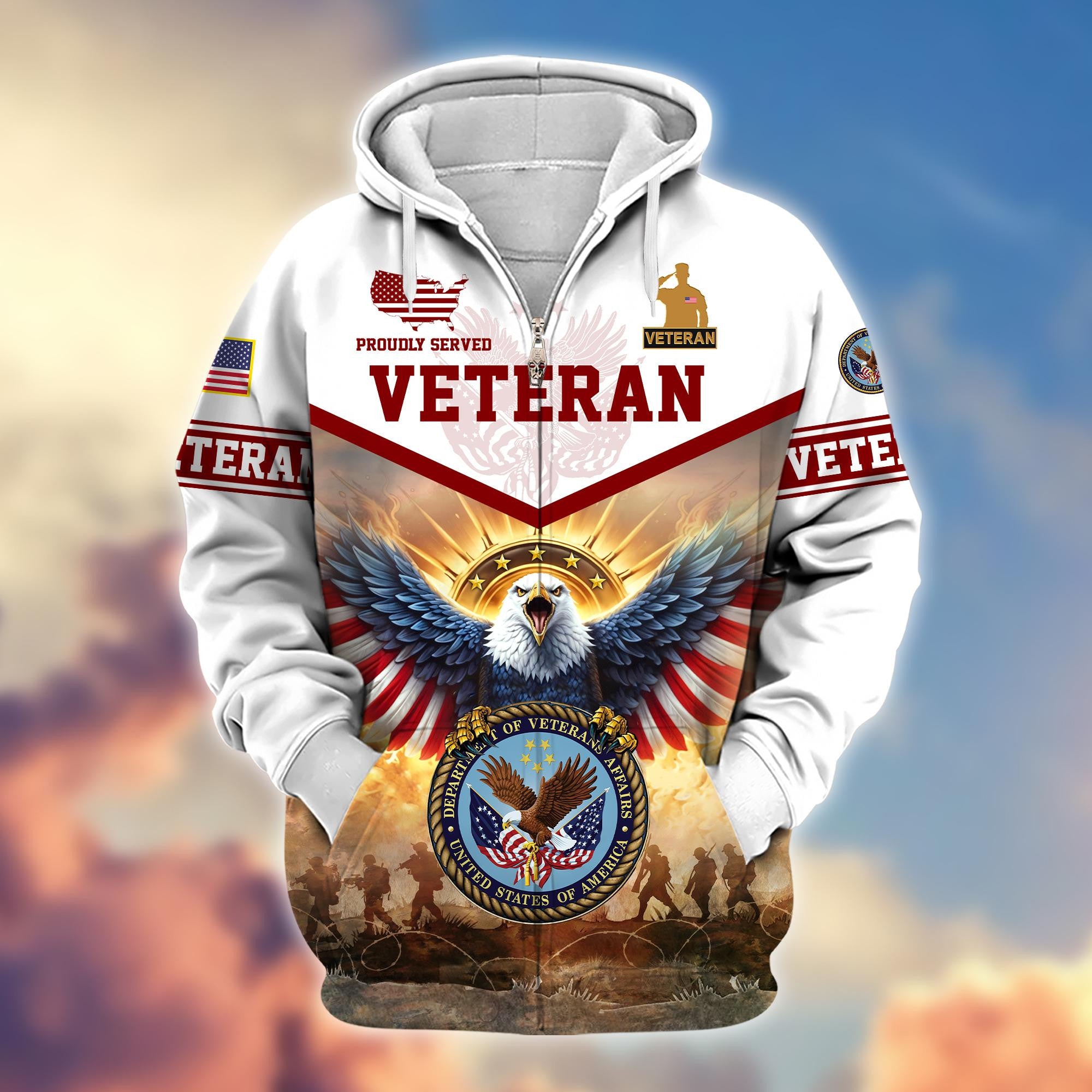 Premium Honoring All Who Served US Veterans Zip Hoodie, Gifts For US Veterans, Gifts For Veterans Day