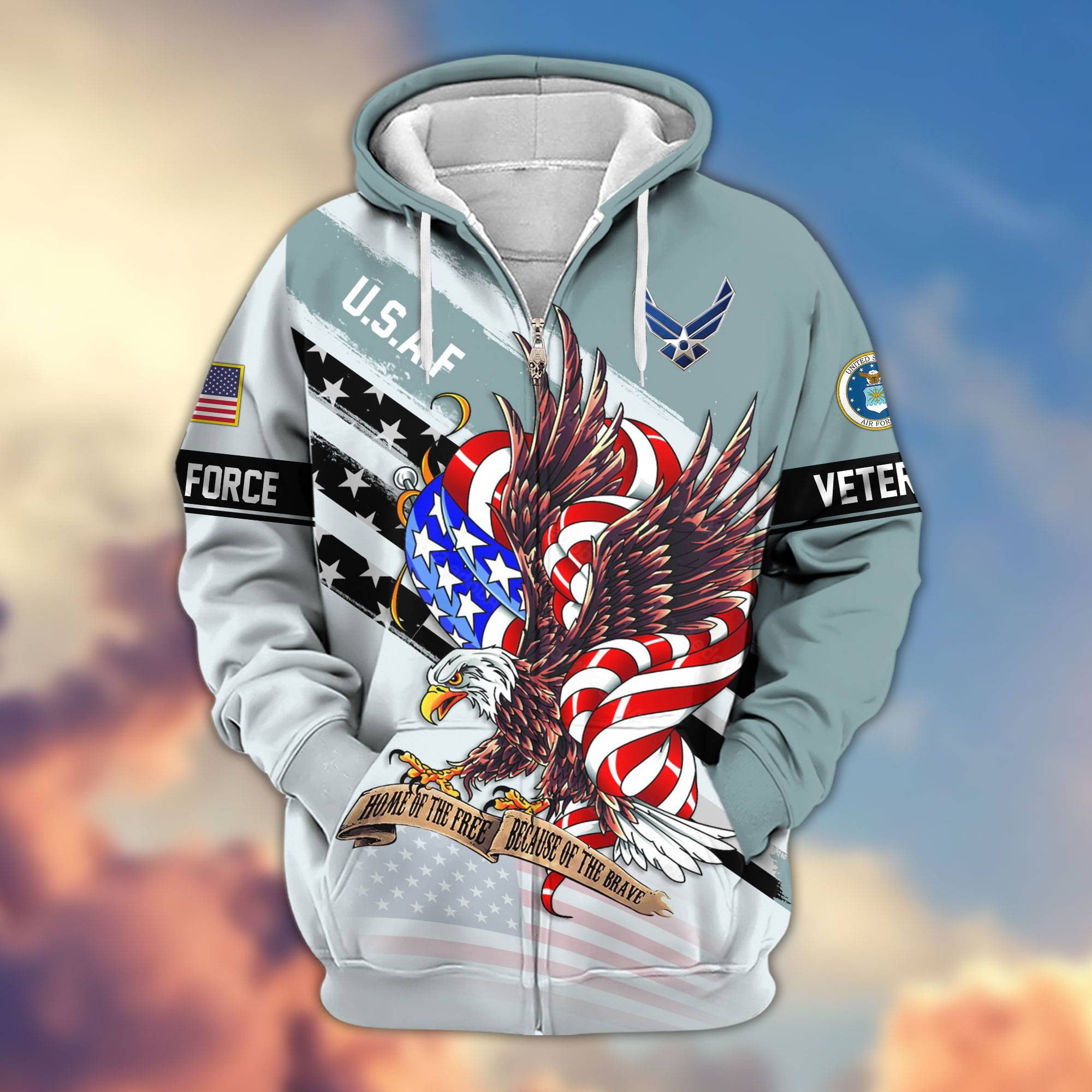 Premium US Veterans Zip Hoodie, Gifts For US Veterans, Gifts For Veterans Day