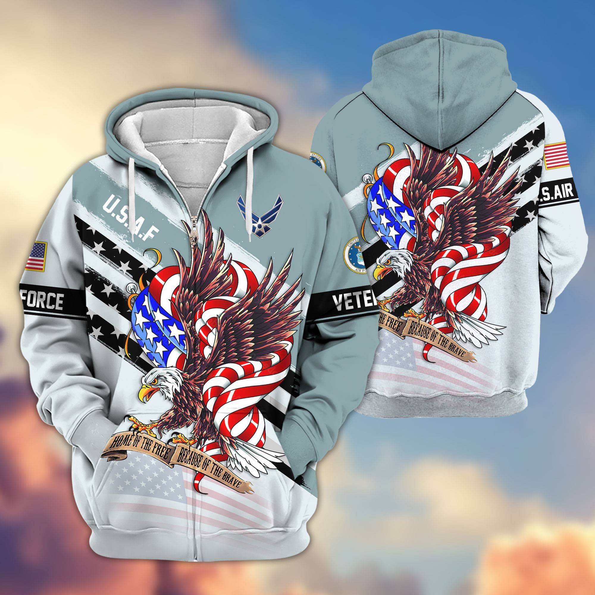 Premium US Veterans Zip Hoodie, Gifts For US Veterans, Gifts For Veterans Day