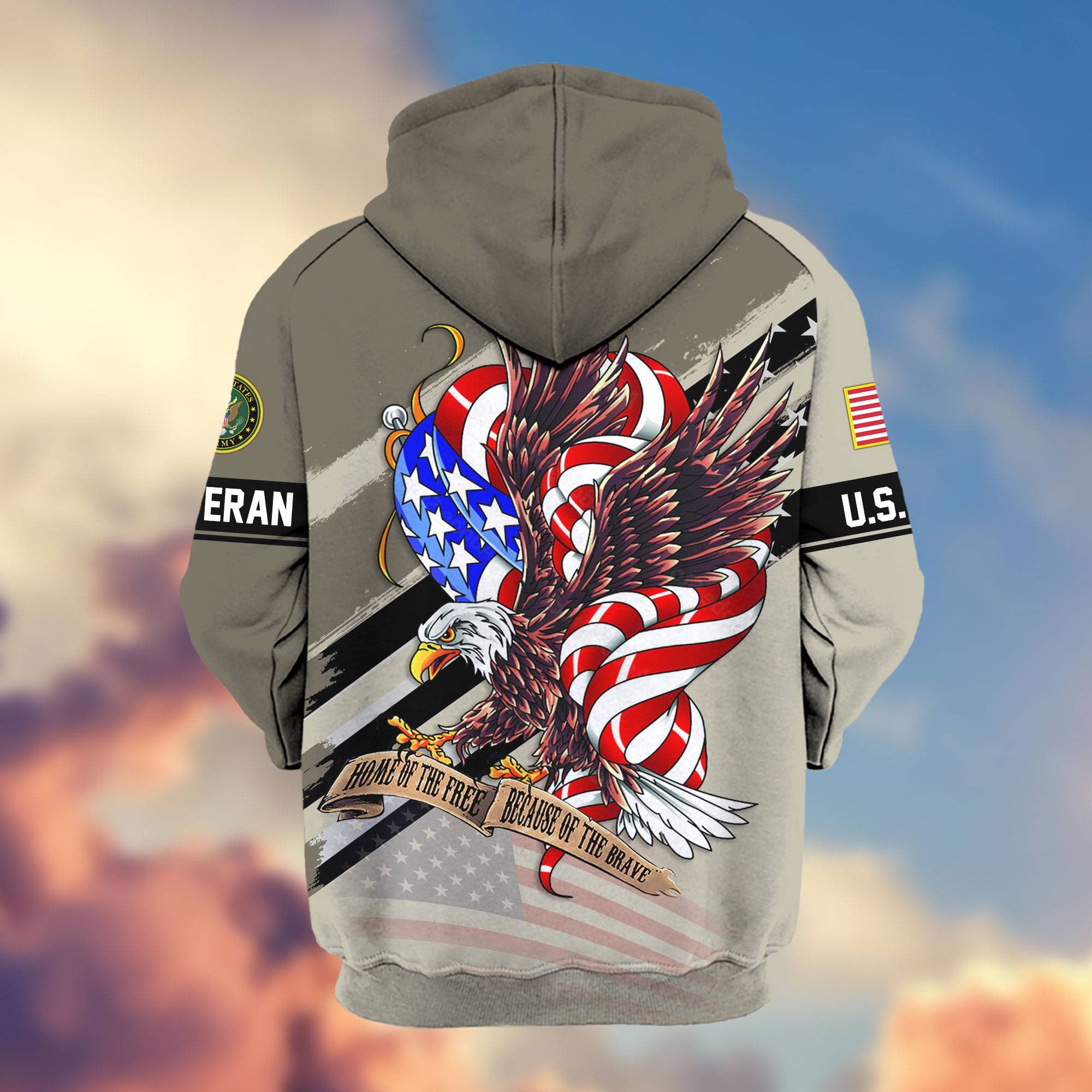 Premium US Veterans Zip Hoodie, Gifts For US Veterans, Gifts For Veterans Day