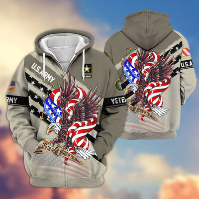 Premium US Veterans Zip Hoodie, Gifts For US Veterans, Gifts For Veterans Day