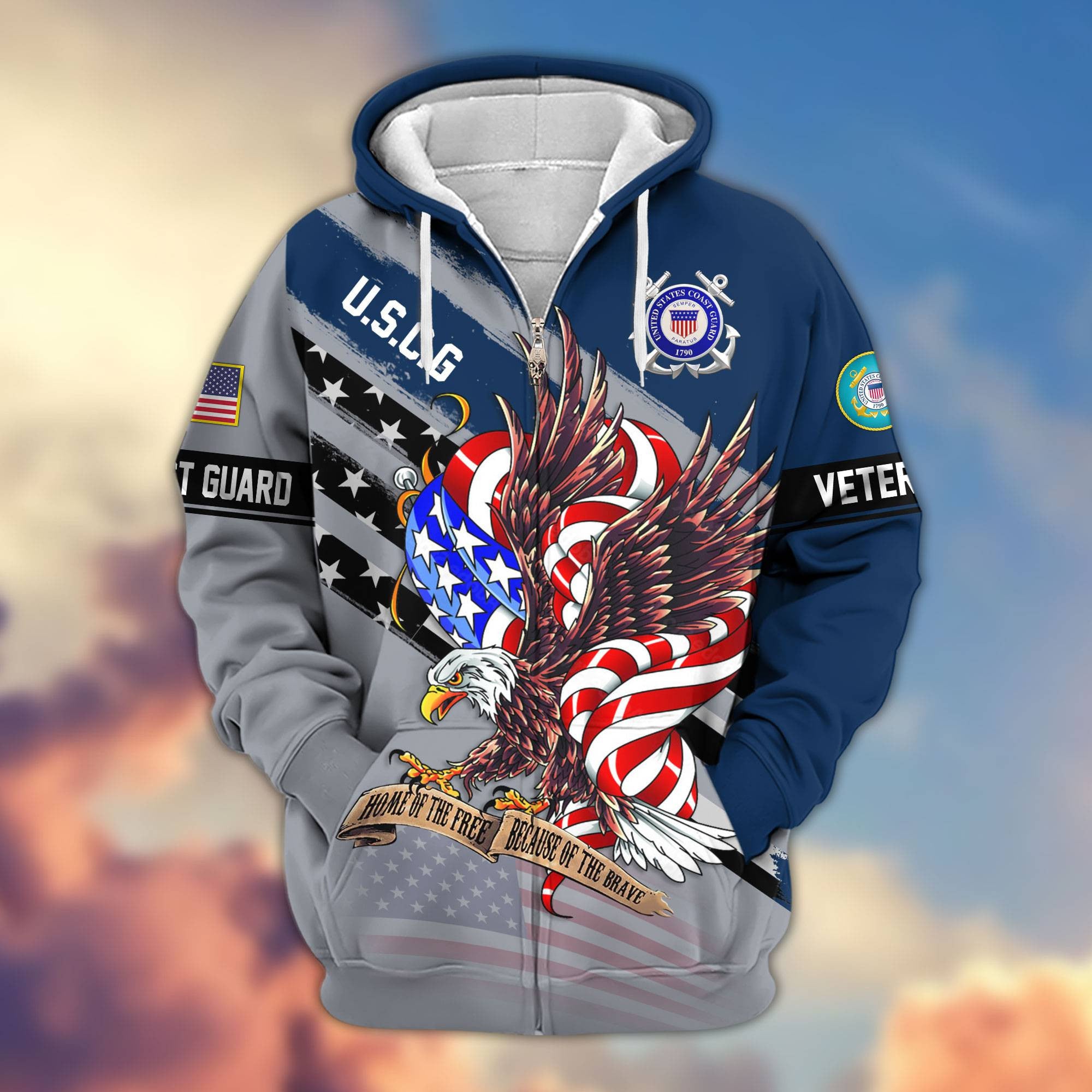 Premium US Veterans Zip Hoodie, Gifts For US Veterans, Gifts For Veterans Day